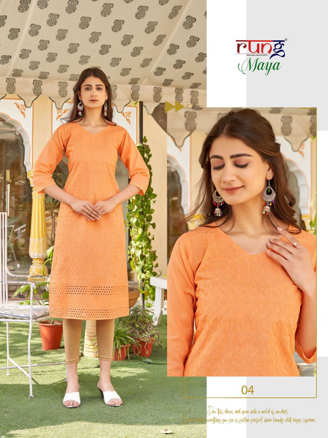 Maya By Rung Heavy Chiken Cotton Kurtis Wholesale Market In Surat